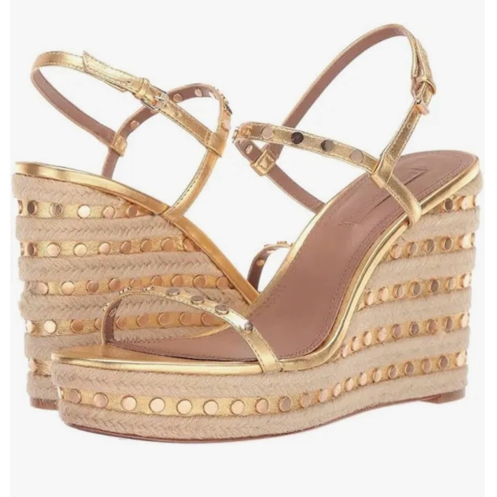 BCBGMaxAzria Gold Paige Studded Strappy Sandals